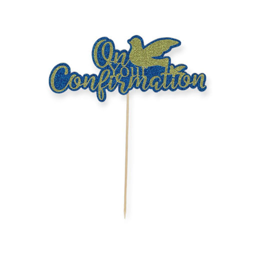Picture of ON YOUR CONFIRMATION BLUE & GOLD CAKE TOPPER
